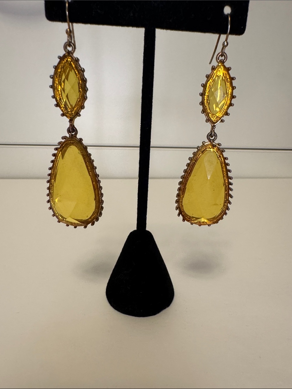Yellow Teardrop Dangle Earrings - Unbranded